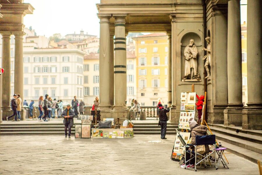 Florence: Eco-Friendly Panoramic Tour in Electric Golf Cart - Republic Square: stepping into Florence from 89 BC