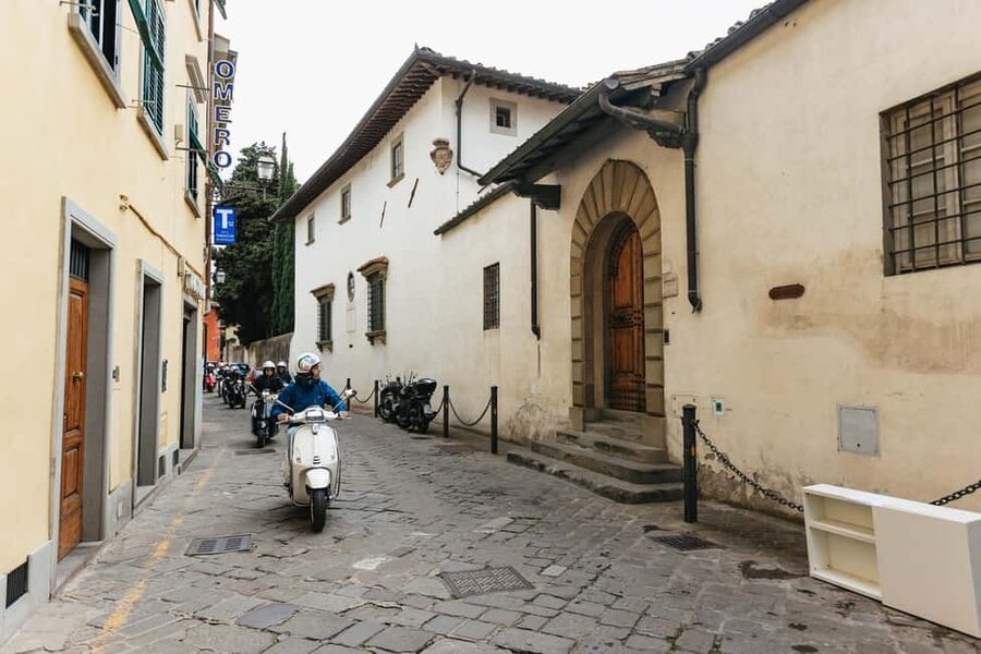 From Florence: Tuscan Countryside Vespa Tour with Tastings - From Florence skyline to an old church, before the hills take over