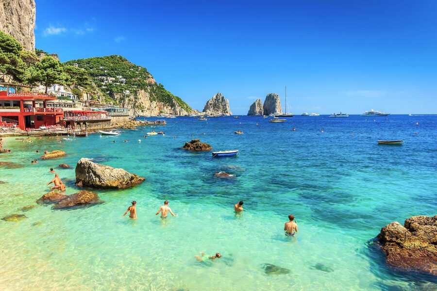 From Naples: Capri Guided Tour with Ferry Tickets & Minibus - Capri Town and the Piazzetta: Free Time Where People Watch Rules