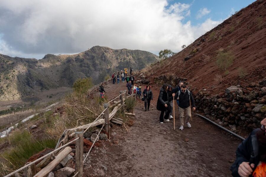 From Sorrento: Pompeii and Vesuvius Guided Tour with Lunch - Entering Pompeii Archaeological Park with a guide