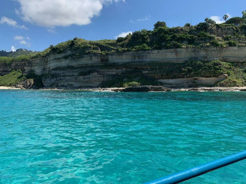 From Tropea: Capo Vaticano boat tour with snorkel & aperitif - Capo Vaticano swim time and Grotticelle Bay snorkeling