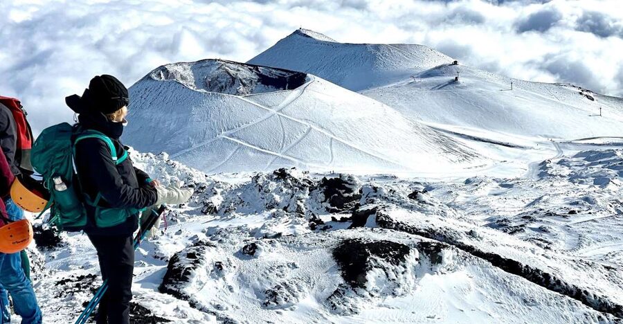 Mount Etna: Volcano Craters Hiking Tour - Entering Mount Etna near Rifugio Sapienza, with real safety boundaries