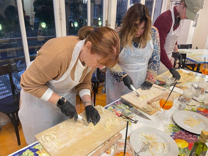 Naples: Pasta Cooking Class with Tiramisù and a Drink - The 2-hour menu lesson, Tagliatelle Nerano, Ravioli Sorrentina, Maltagliati, and Tiramù
