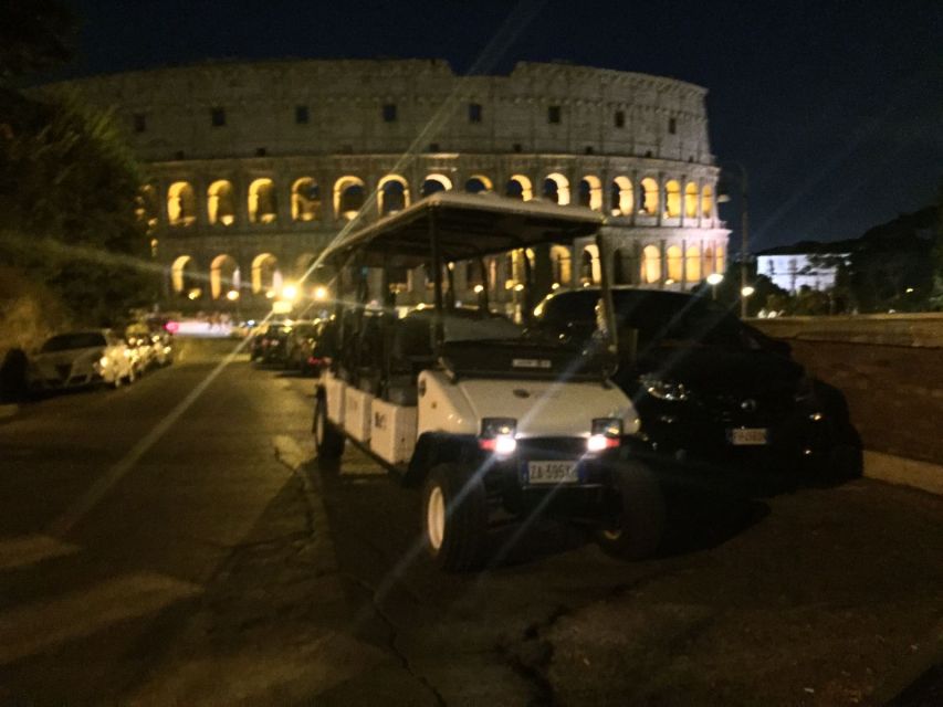 Rome: 2-Hour Golf Cart Sightseeing Tour at Night - Colosseum lit up: your best shot without the worst crowds
