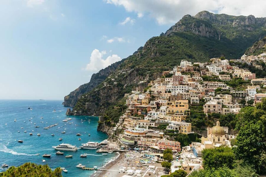 Positano stacked above the water on the Amalfi Coast