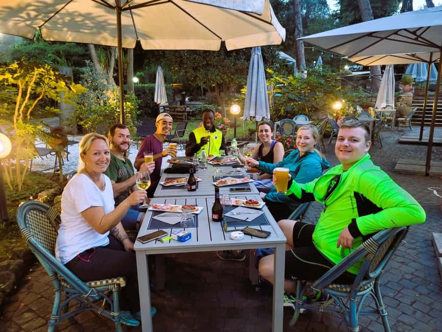 Rome: Appian Way & Catacomb Sunset E-bike Tour with Aperitif - Caffarella Park break: when you get off the bike and breathe