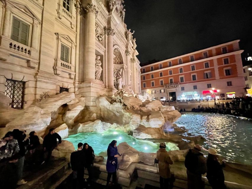 Rome: Spanish Steps, Trevi, Navona and Pantheon Sunset Tour - Trevi Fountain at nightfall: legends plus practical photo time