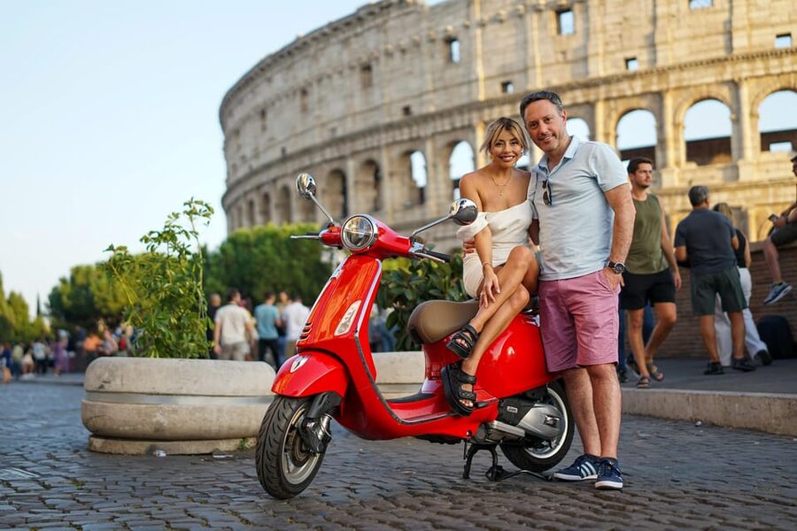 Rome Vespa Tour with Professional Photoshoot - Castel Angelo pass-by, seeing the river-side landmark from the right angle
