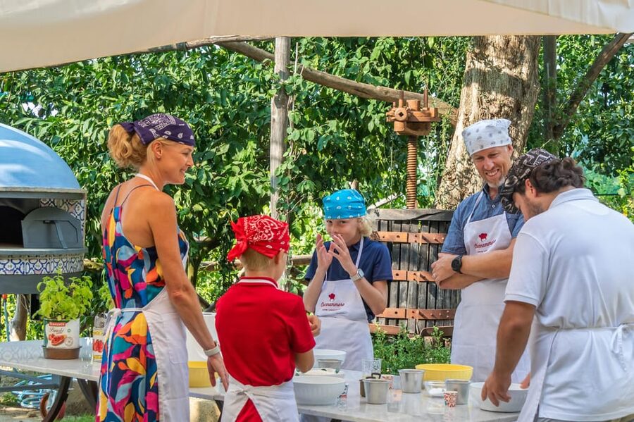 SORRENTO: Pizza School Mastering Neapolitan Delights - Lemon and olive garden setting with Gulf-of-Naples views