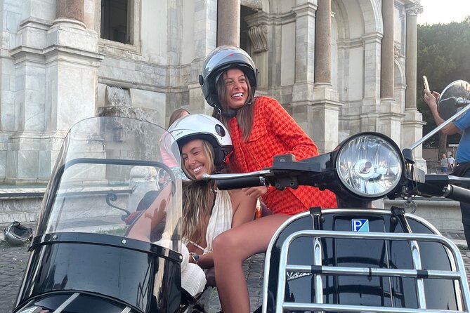 Vespa Sidecar Tour By Night with Pickup - Baths of Caracalla: the stop that feels like time travel